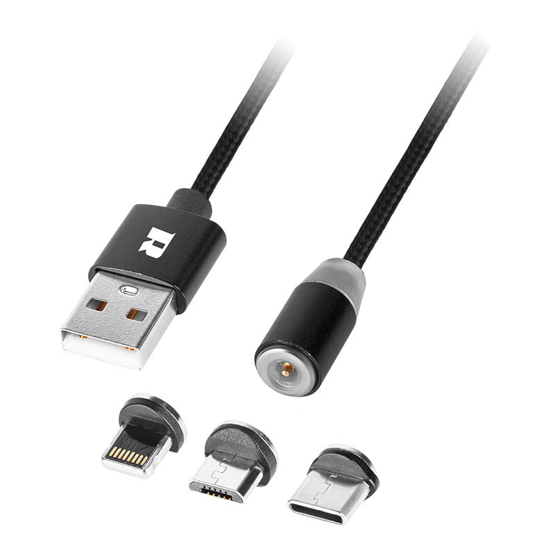 Cablu Usb Magnetic 3 In 1 100cm Negru Rebel