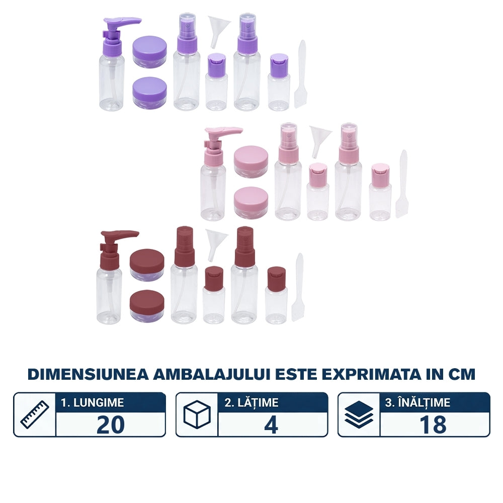 Recipiente plastic pentru călătorie, set 7 bucăți, accesorii compacte 338