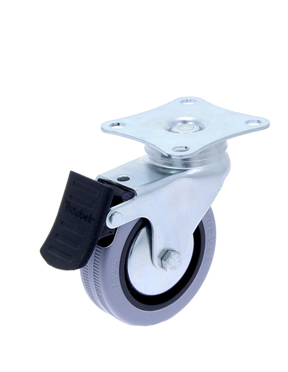 Rotila Din Plastic (Gri) D75 Cu Frana Si Flansa Metalica 50 Kg (402lfr