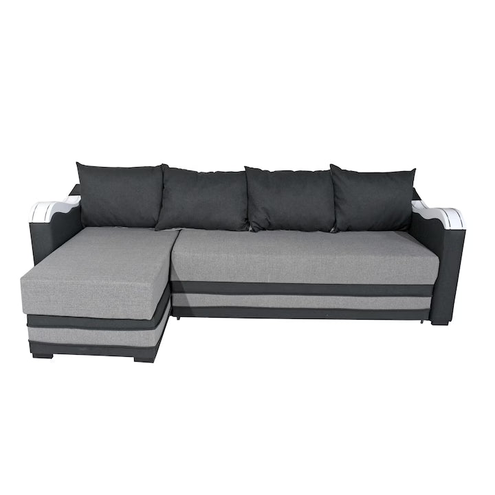Coltar Extensibil Lucia, Stofa Gri  250x140x80cm