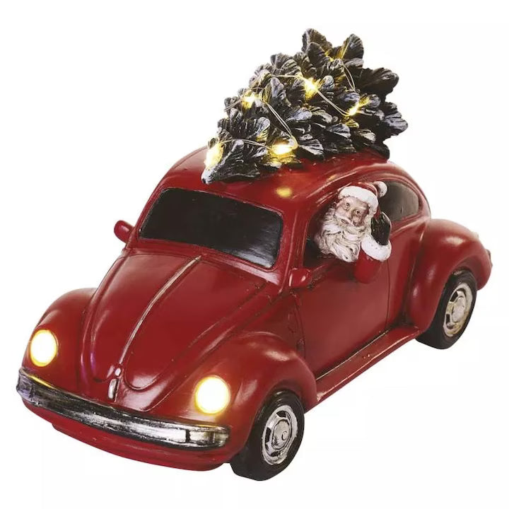 Decoratiuni - 10 Led-Uri Masina Cu Mos Craciun Si Brad 12x10x22 Cm, 3xAa Alb Cald, Ip20 / Dclw08