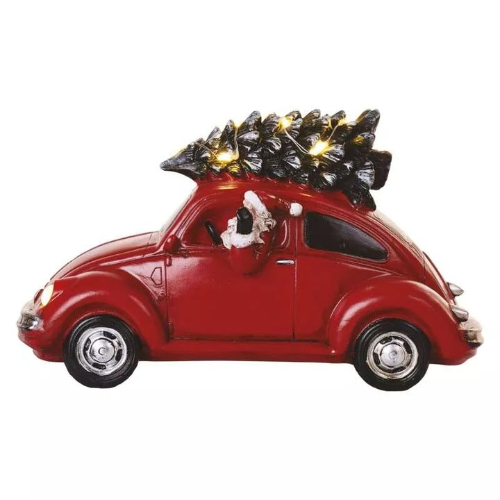 Decoratiuni - 10 Led-Uri Masina Cu Mos Craciun Si Brad 12x10x22 Cm, 3xAa Alb Cald, Ip20 / Dclw08