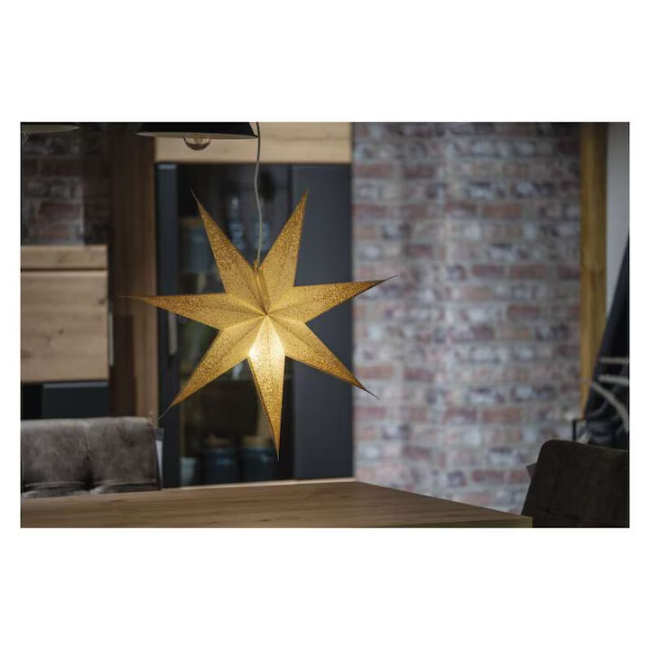 Decoratiuni - Stea De Hartie Cu Sclipici In Centru, Alb, 60 Cm