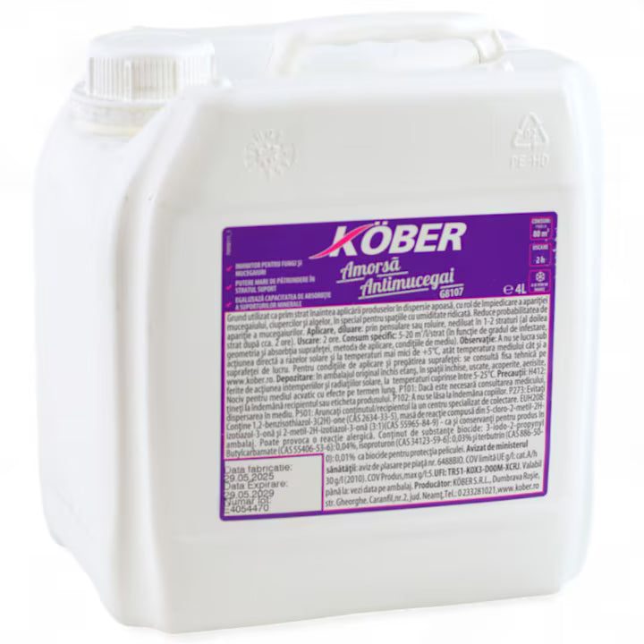 Amorsă zidărie antimucegai Kober G8107, pe bază de apă, 4 L