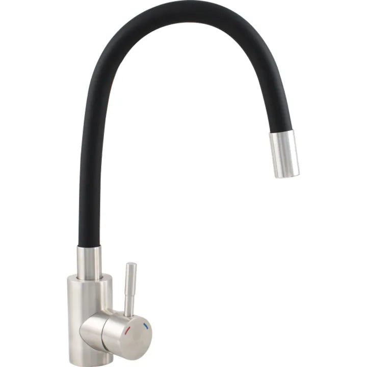 Baterie Bucatarie Inox Pipa Flexibila Negru