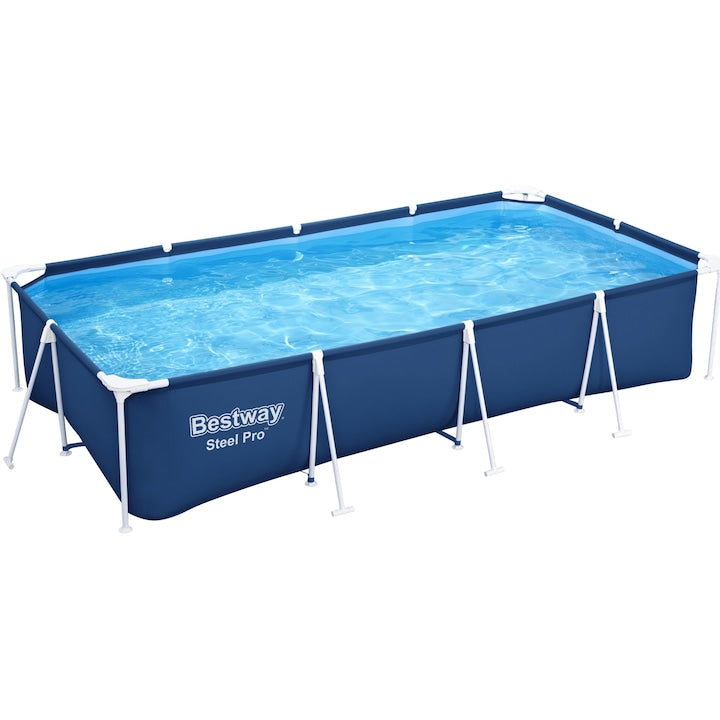 Piscină Rectangulară cu Cadru Metalic Bestway Steel Pro, 400 x 211 x 81 cm, cu Pompă de Filtrare
