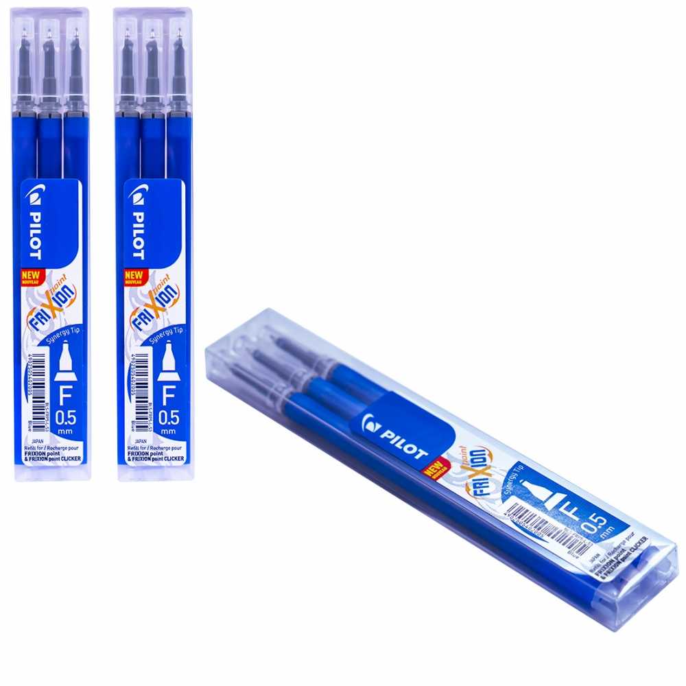 Rezerve roller Frixion Point 0.5 mm albastre, set 3 bucăți PILOT BLS-FRP5-S3