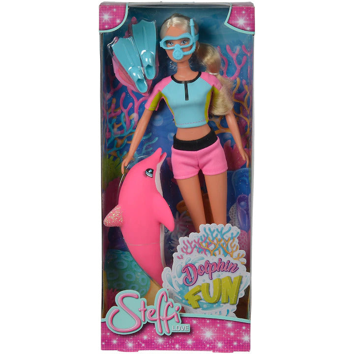 Papusa Simba Steffi Love Dolphin Fun 29 Cm Cu Delfin Si Accesorii