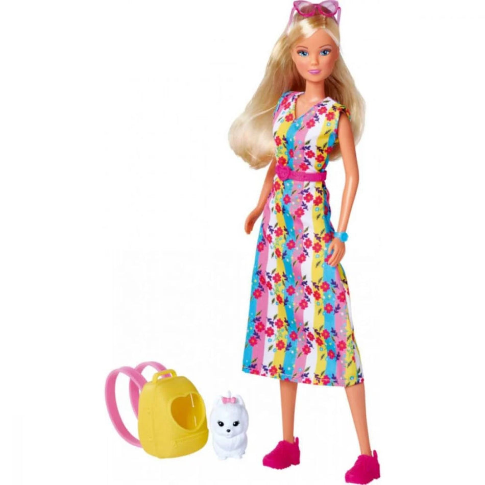 Papusa Simba Steffi Love Puppy Walk 29 Cm Cu 2 Figurine Si Accesorii