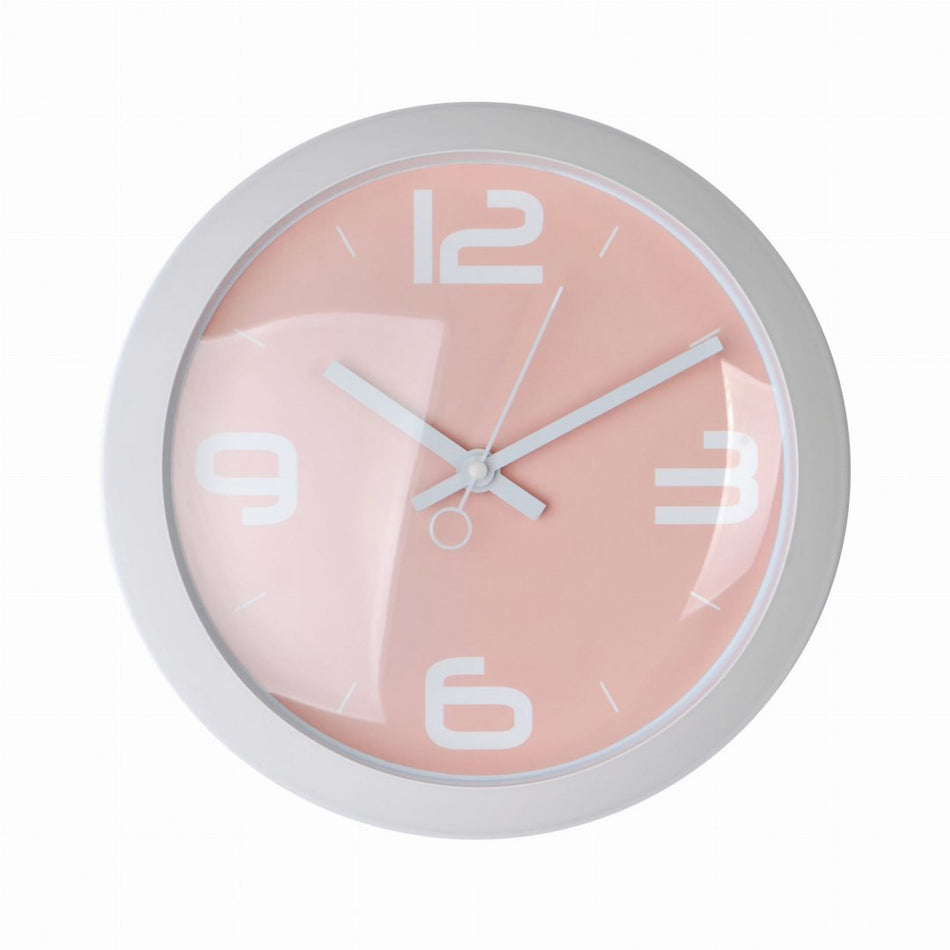 Ceas Rotund Cu Cadran Roz De 25,4 Cm, Cadru Alb