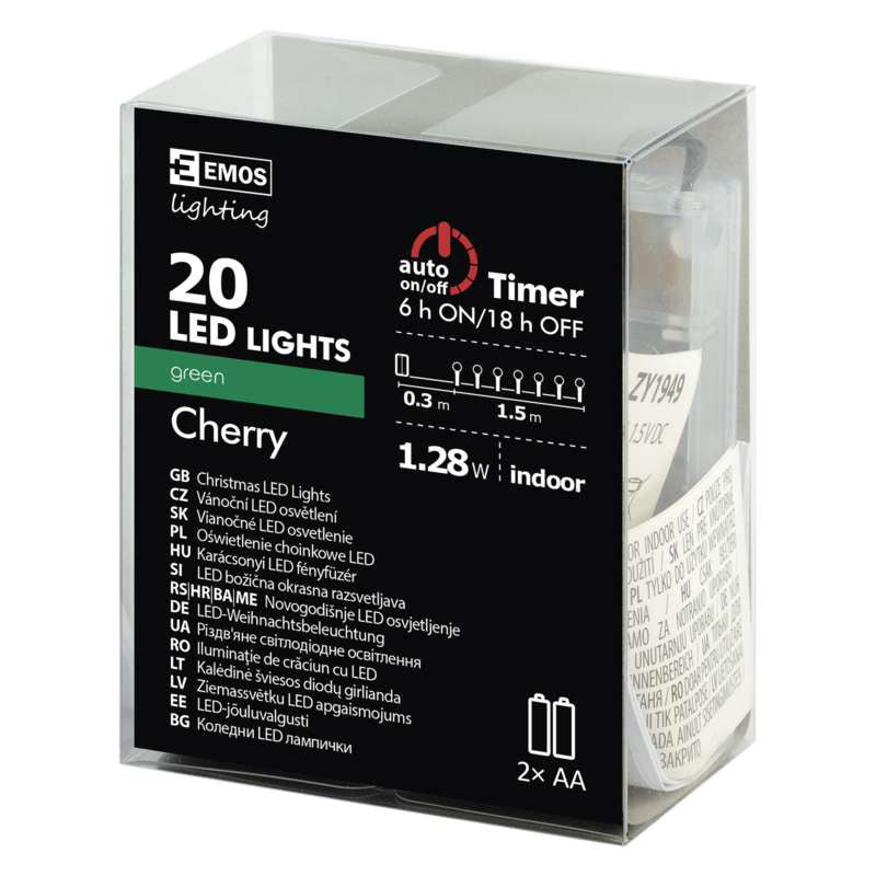 Decoratiuni - 20led Cires 1,5m 2 — Aa Ip20 Verde, Negru, Cronometr