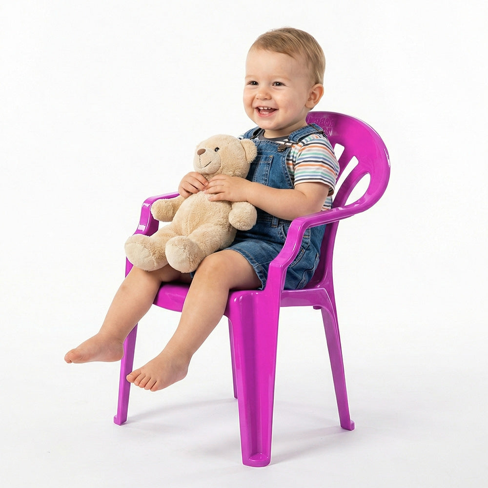 Scăunel din plastic roz copii 40x35x54,5 cm cu brate laterale ROBENTOYS 16018-6