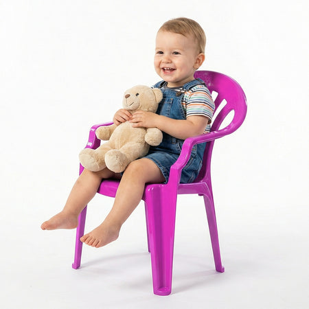 Scăunel din plastic roz copii 40x35x54,5 cm cu brate laterale ROBENTOYS 16018-6