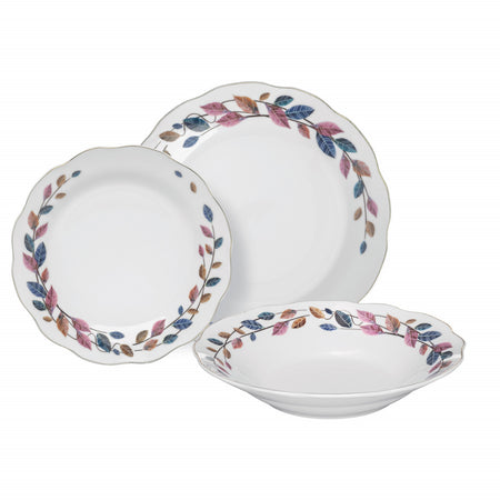 Serviciu de masă 18 piese, 6 persoane, Vergo, design geometric și margine aurie DOMOTTI 42455