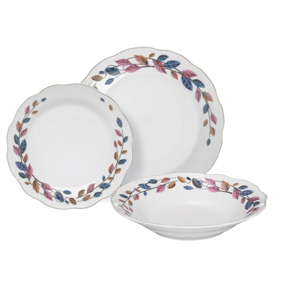 Serviciu de masă 18 piese, 6 persoane, Vergo, design geometric și margine aurie DOMOTTI 42455