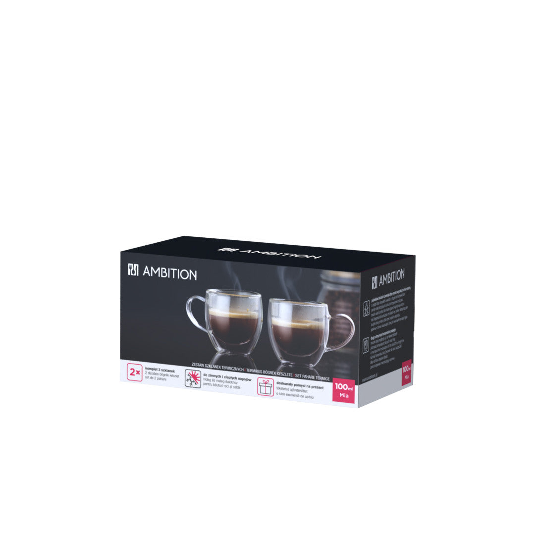 Set 2 cești cafea espresso 100 ml, sticlă termorezistentă, Mia AMBITION 96857