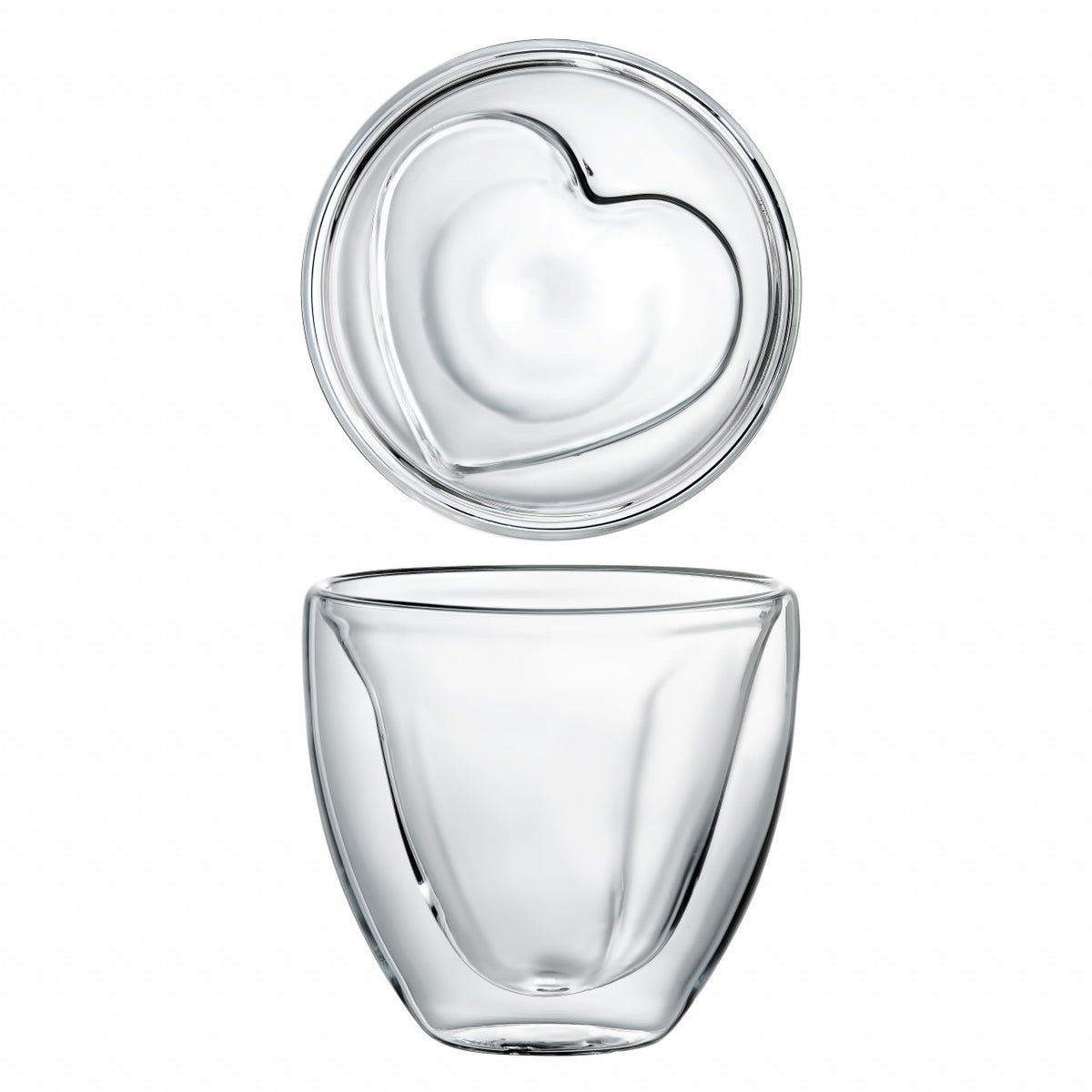 Set 2 pahare termorezistente cu model inima Mia Ambition pentru băuturi calde sau reci 250 ml