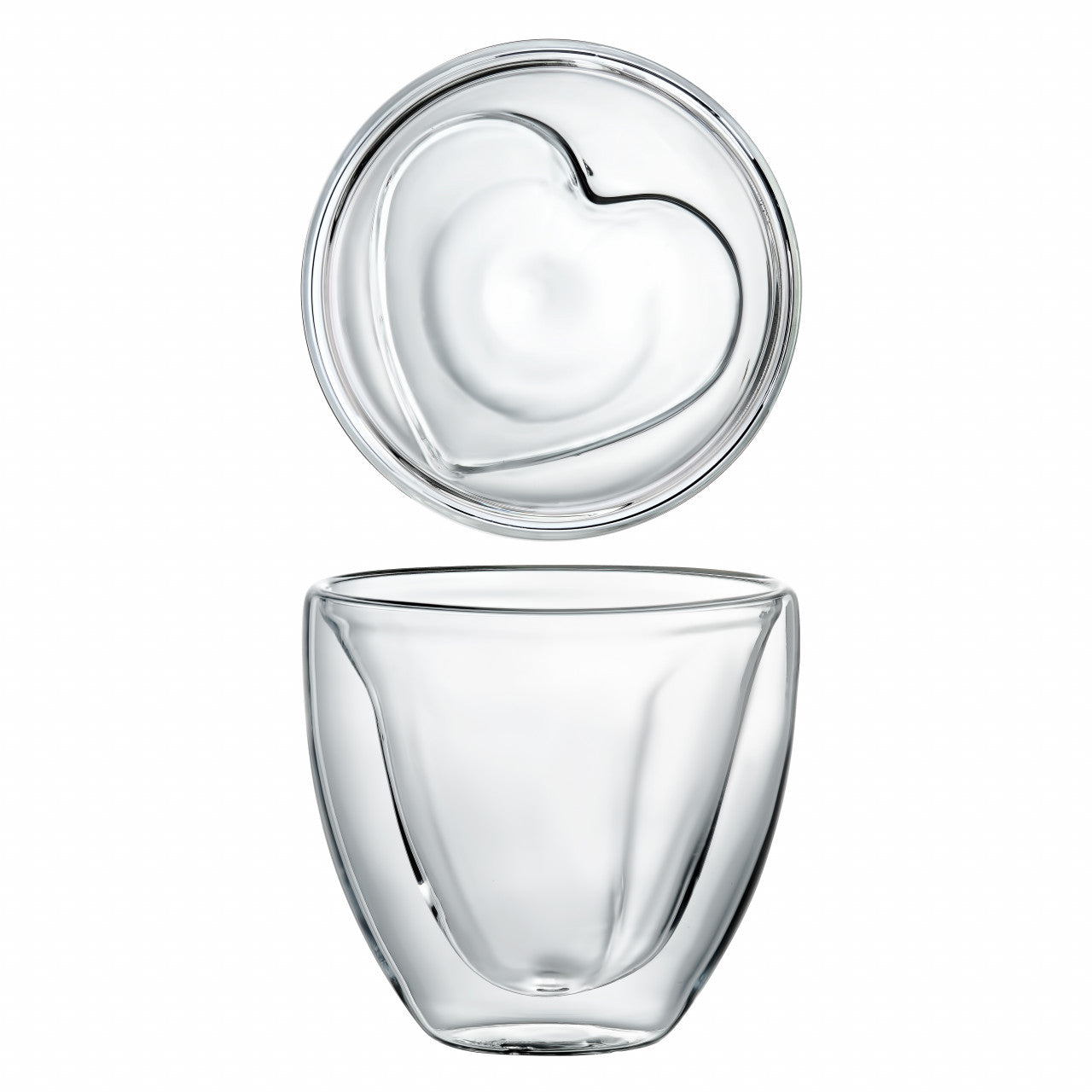 Set 2 pahare termorezistente cu model inima Mia Ambition pentru băuturi calde sau reci 250 ml