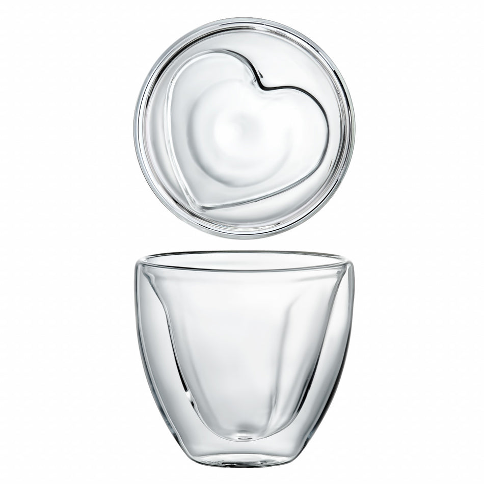Set 2 pahare termorezistente cu model inima Mia Ambition pentru băuturi calde sau reci 250 ml