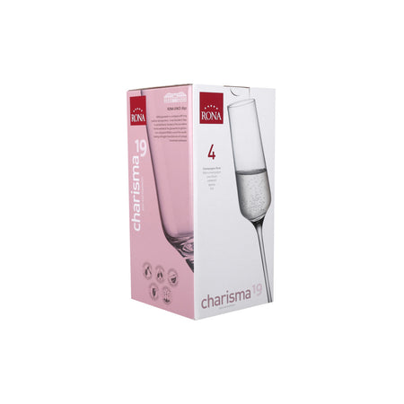 Set 4 pahare sampanie 190 ml, sticlă calitate superioară, design elegant, RONA 723014