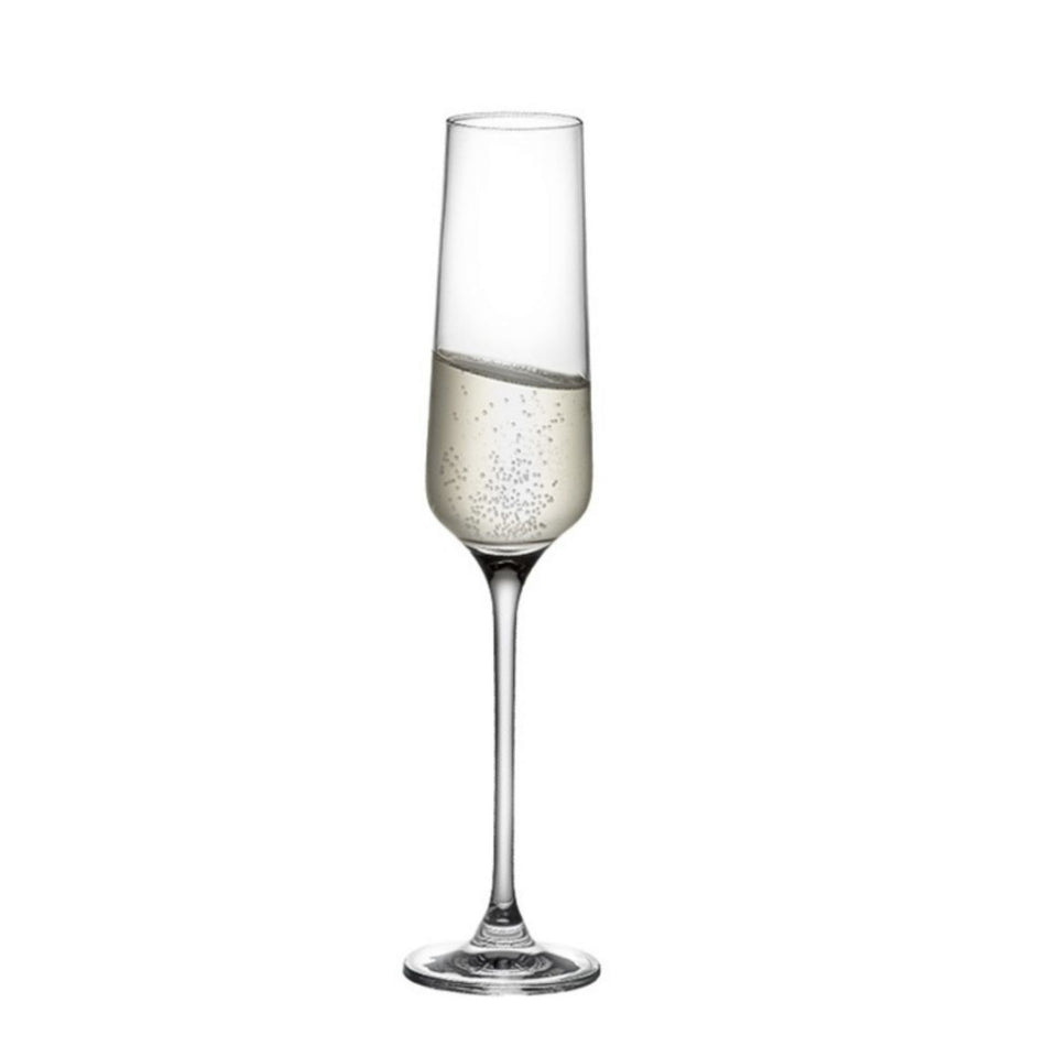 Set 4 pahare sampanie 190 ml, sticlă calitate superioară, design elegant, RONA 723014