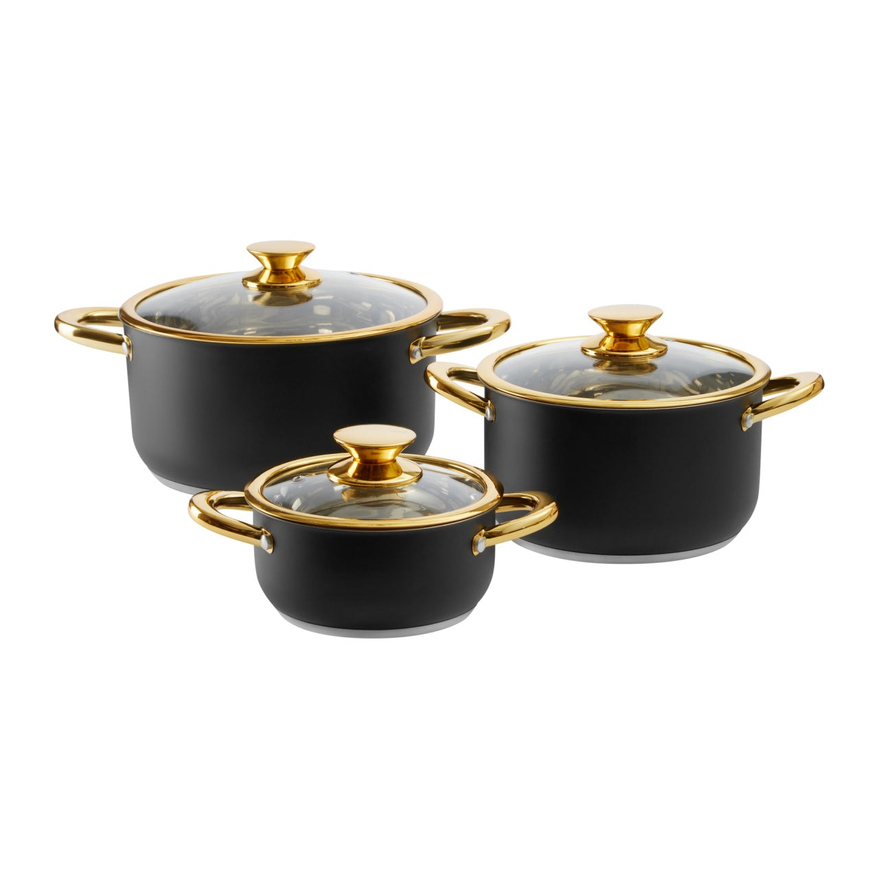 Set oale inox Royal Steel AMBITION – modele cu capace pentru bucătărie 6 piese