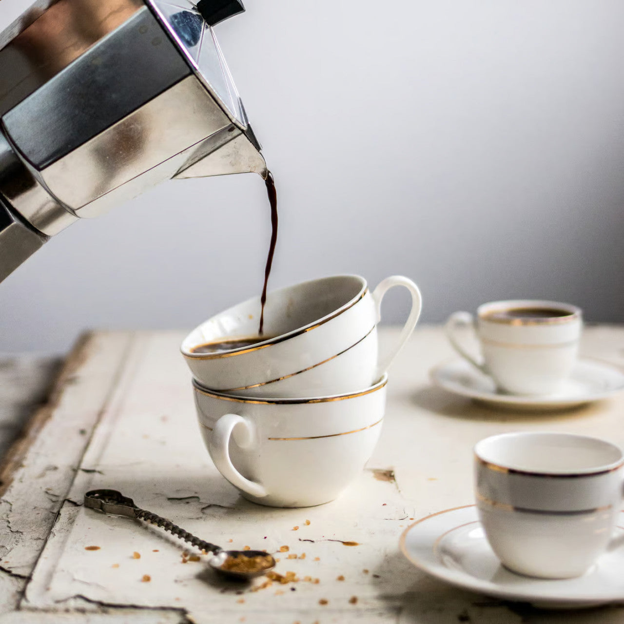 Set servire ceai sau cafea, 12 piese, 6 persoane, Aura Gold AMBITION 29194