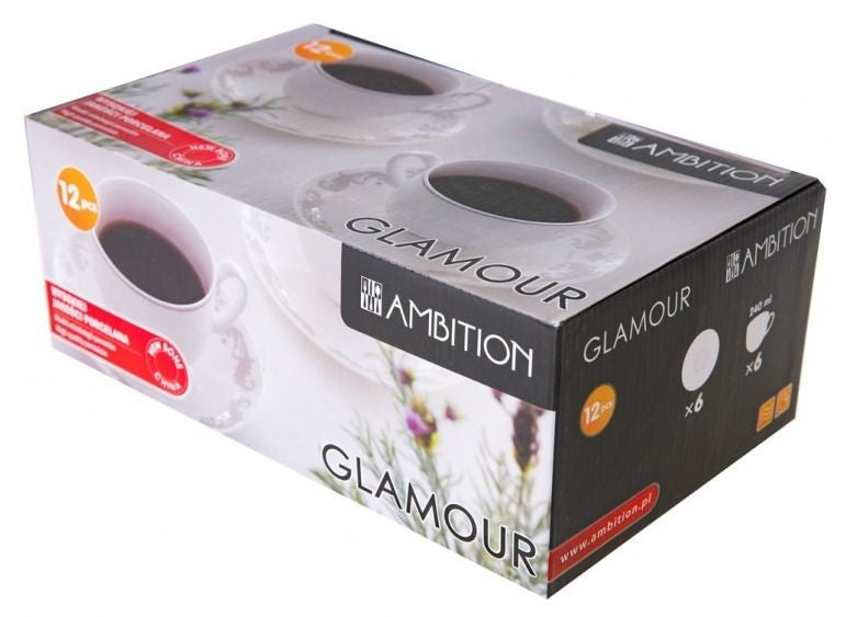 Set servire ceai sau cafea 12 piese pentru 6 persoane Glamour Ambition 29098