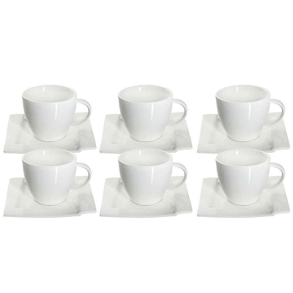 Set ceai sau cafea Kubiko, 12 piese, 6 persoane, portelan modern – Ambition 61242