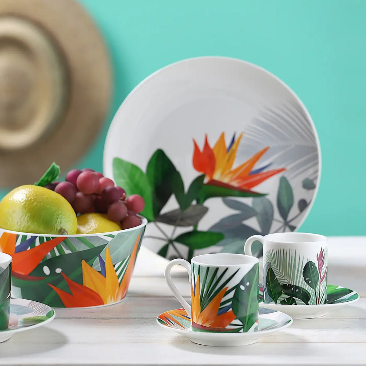 Set servire ceai sau cafea 4 piese, 2 persoane, Ambition Paradise, porțelan
