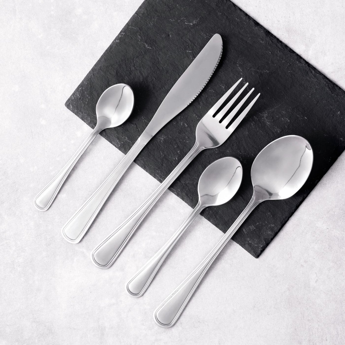 Set tacâmuri inox, 6 persoane, model London, DOMOTTI 30 piese, lingurițe cafea