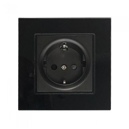 Priza Simpla 16a Cu Rama Din Sticla , Alb SKU-8379