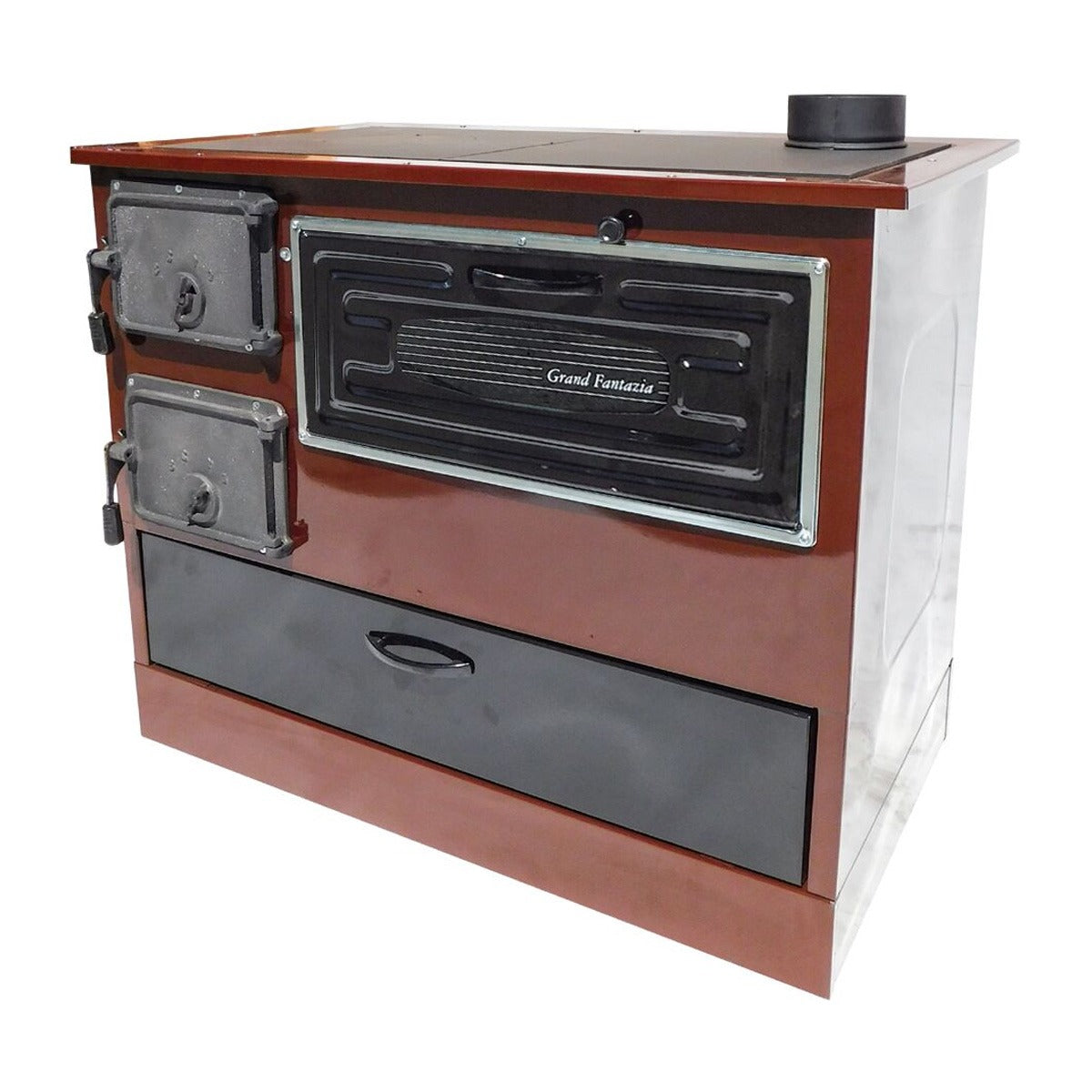 Soba pentru gătit Grand Fantazia maro 8.4 kW evacuare dreapta Roza Email 270124