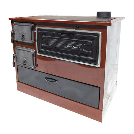 Soba pentru gătit Grand Fantazia maro 8.4 kW evacuare dreapta Roza Email 270124