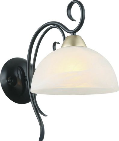 Aplica Ap1 Tialda, Metal Negru/bronz  + Abajur Sticla Alb Opal, 1x E27