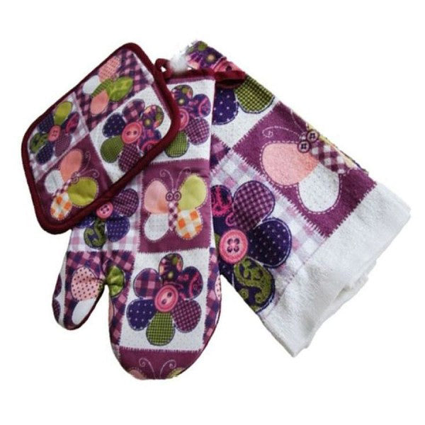 Set Bucatarie 3 Prosoape Flori