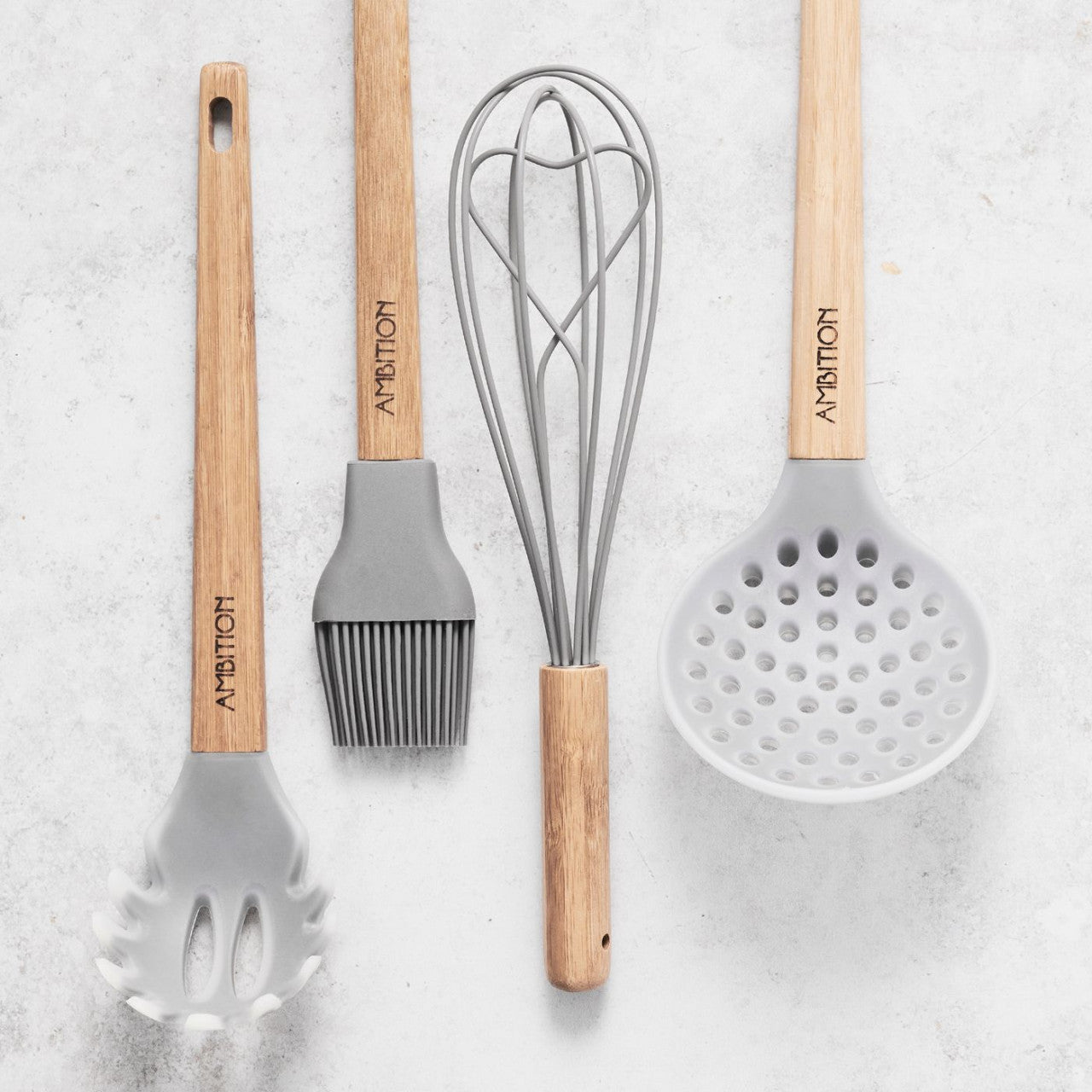 Tel silicon cu mâner bambus, stil nordic, design minimalist AMBITION 96765