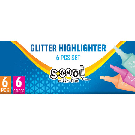 Text markere cu sclipici, 6 cul/set - S-COOL