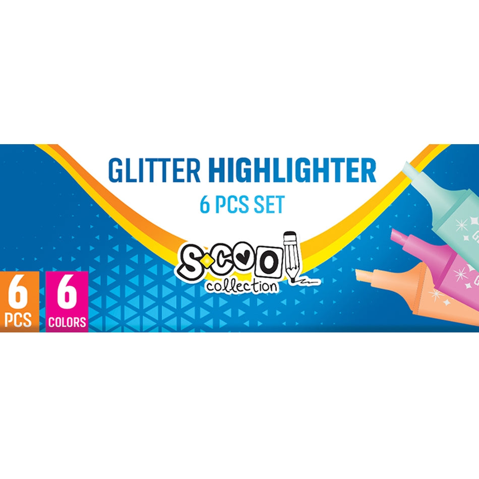 Text markere cu sclipici, 6 cul/set - S-COOL