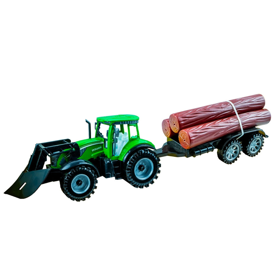 Tractor cu frictiune si remorca lemne