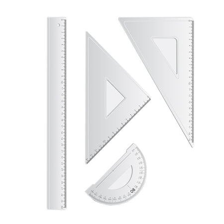 Trusă geometrie 4 piese, liniar 30 cm, set școlar S-COOL / OFFISHOP SC100