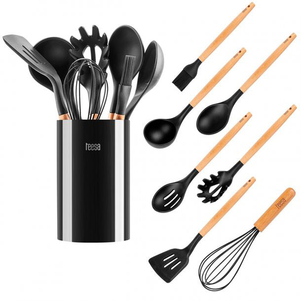 Set Ustensile Bucatarie Teesa Silicon + Lemn