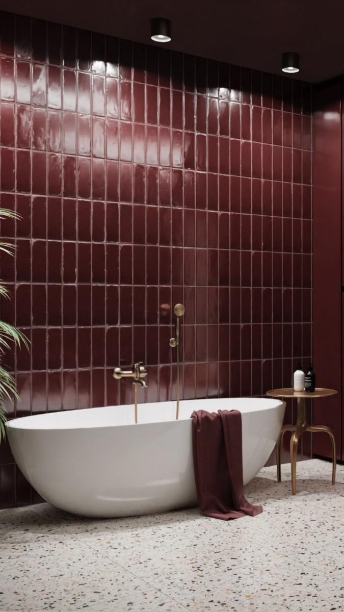 Decor Blue Stone Bar Burgundy 23.7x7.8