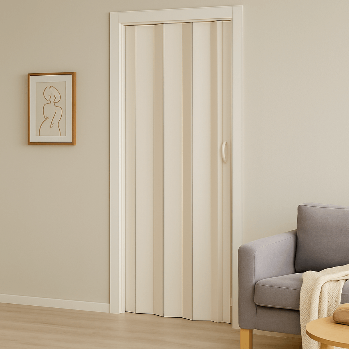 Usă pliantă interior din PVC cu șină și accesorii incluse, pin, 82 × 203 cm Regata 278254