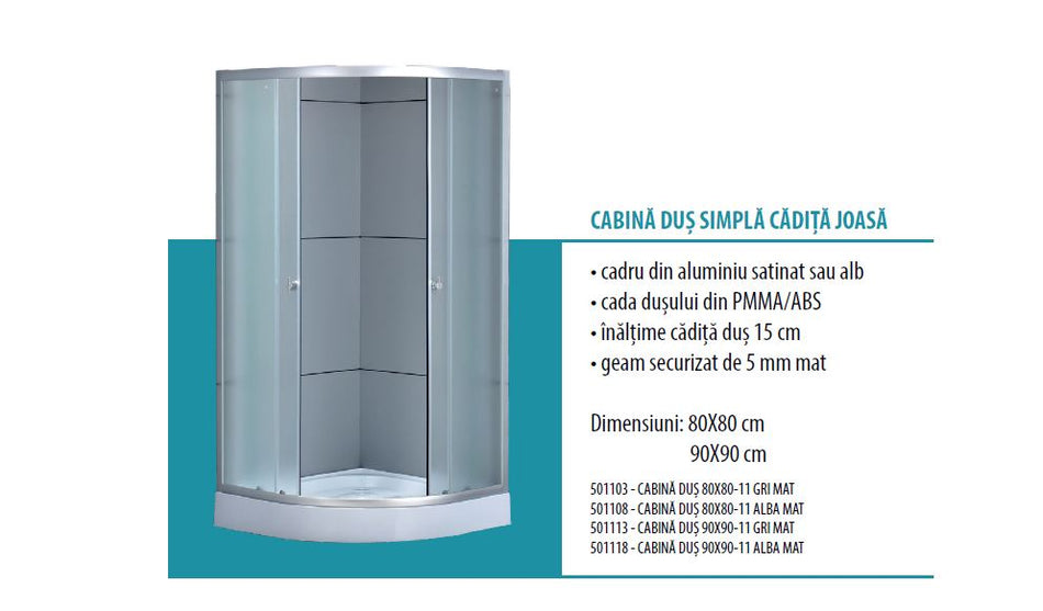 Cabina Dus 90x90-11 Gri  Mat