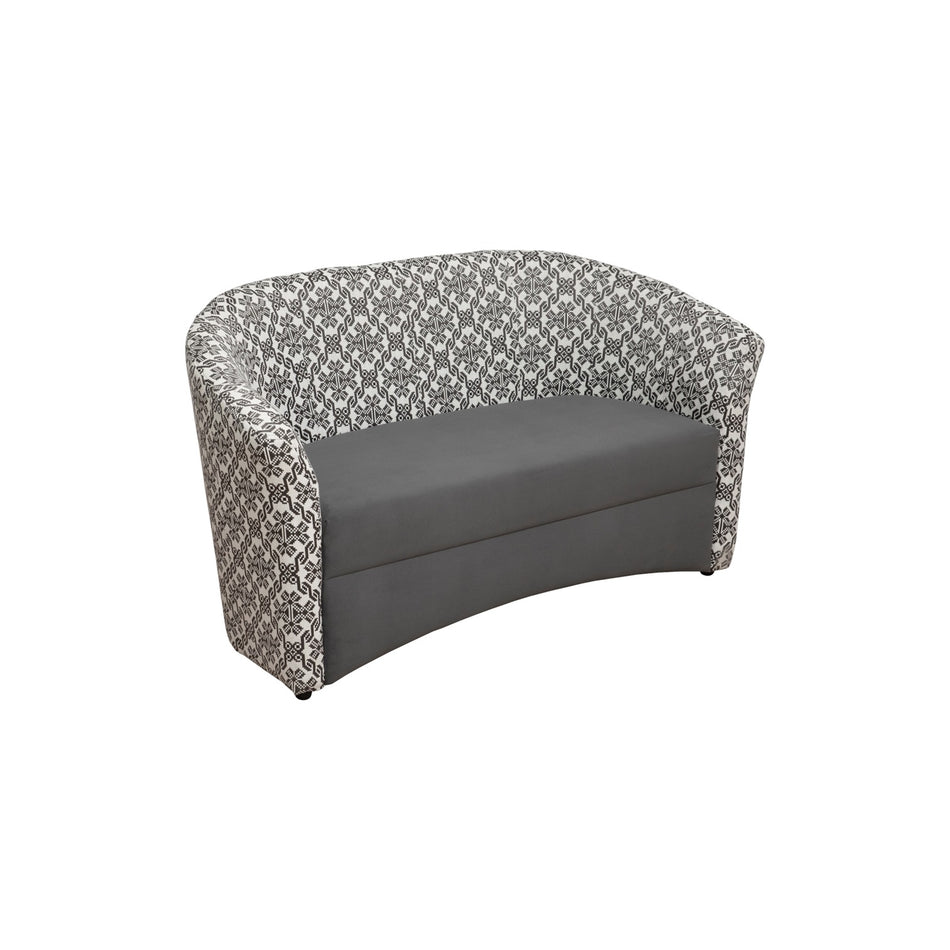Canapea Cafenea Print Fixa, 2 Locuri, Gri, 140x65x78 Cm