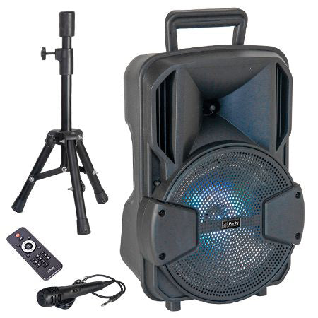 Boxa Activa 8"/20cm 15w Iluminat Led Cu Bt/usb/msd/fm + Stand + Microf