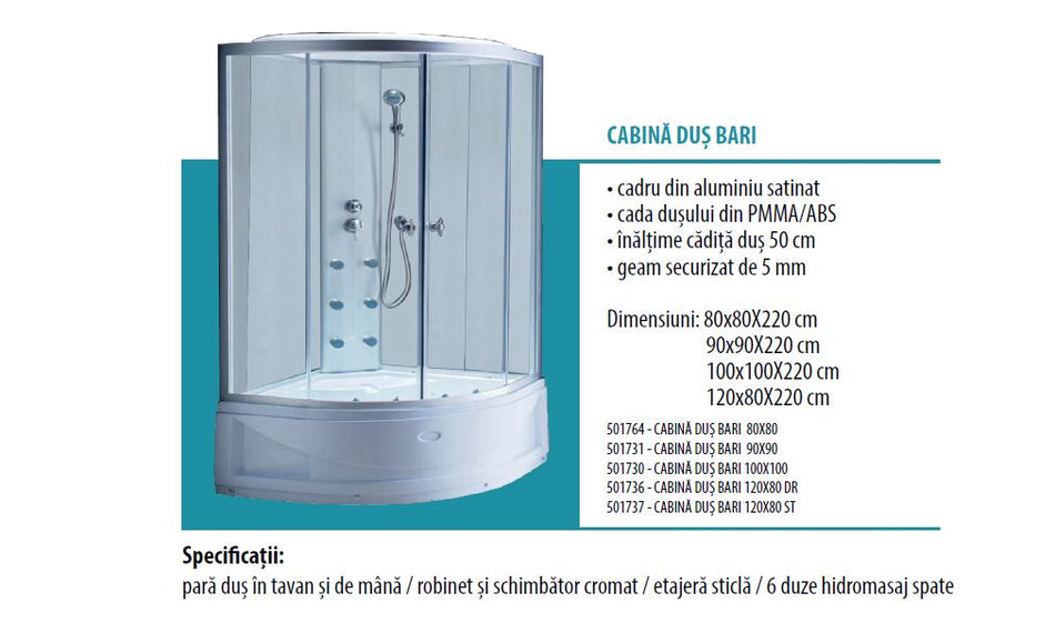Cabina Dus Bari  90x90