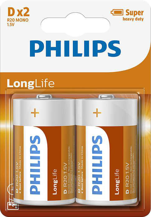 Baterie Longlife R20 D Blister 2 Buc Philips