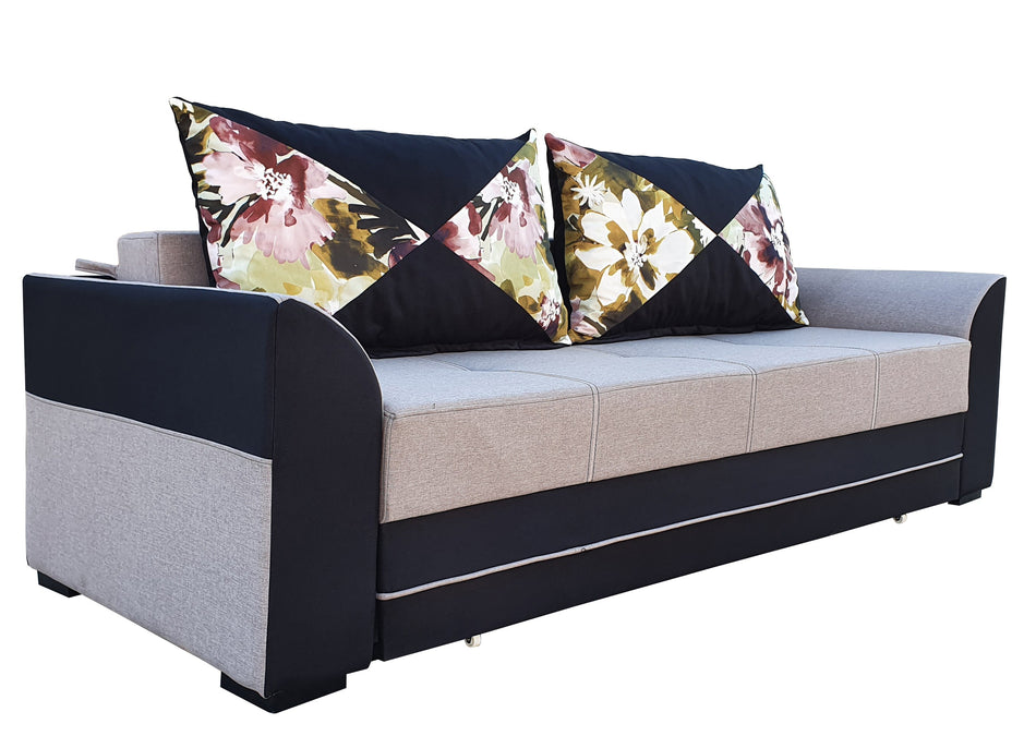 Canapea Extensibila Delia Gri + Negru, 140cm X 230cm X 75cm